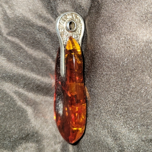 Rare & Beautiful Amber & Sterling Silver 2.75" Pendant - Picture 3 of 6